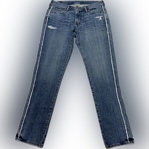 Abercrombie & Fitch Distressed Blue Straight Leg Jeans
